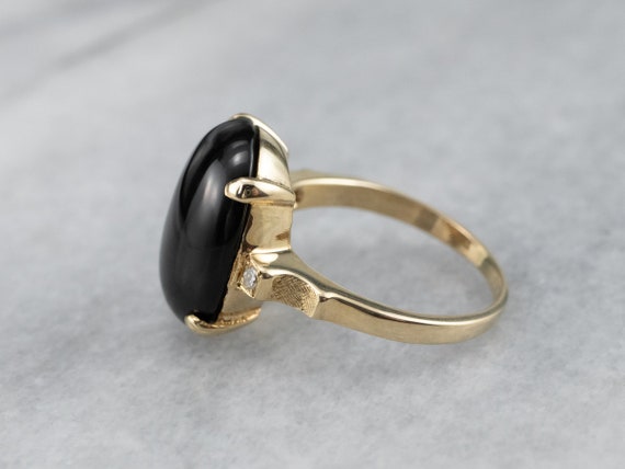 Black Onyx Diamond Yellow Gold Ring, Onyx Stateme… - image 4