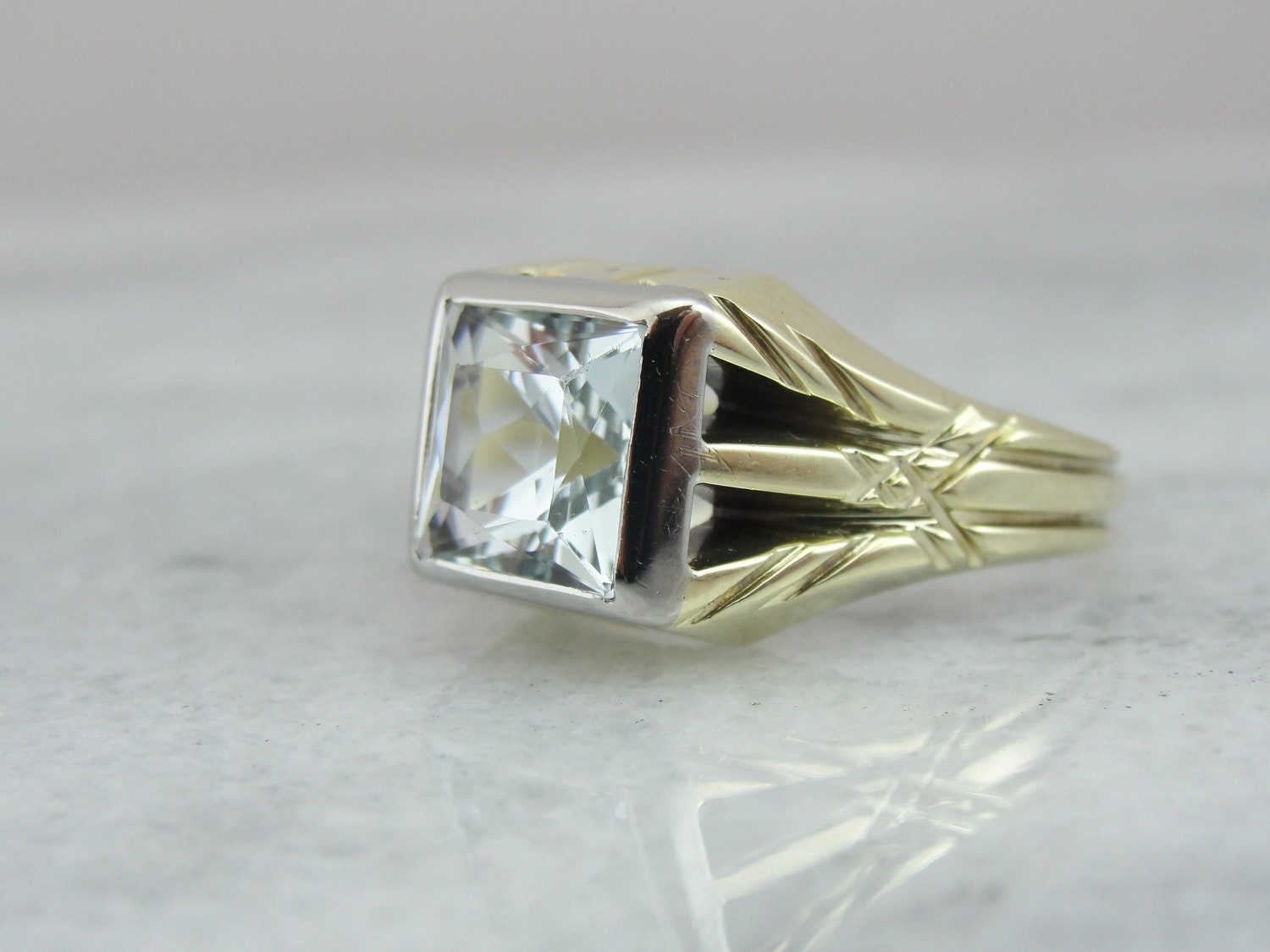 Bold Mens Ring or Ladies Statement Piece Antique Green Gold Etsy