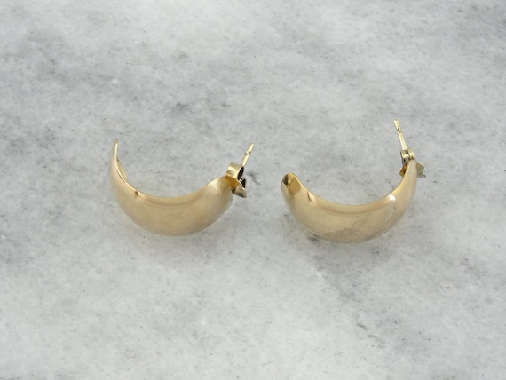 Half Moon: Semi Hoop Earrings in Polished Yellow … - image 2