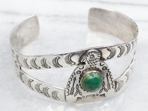 Sterling Silver Turquoise Thunderbird Cuff Bracel… - image 3
