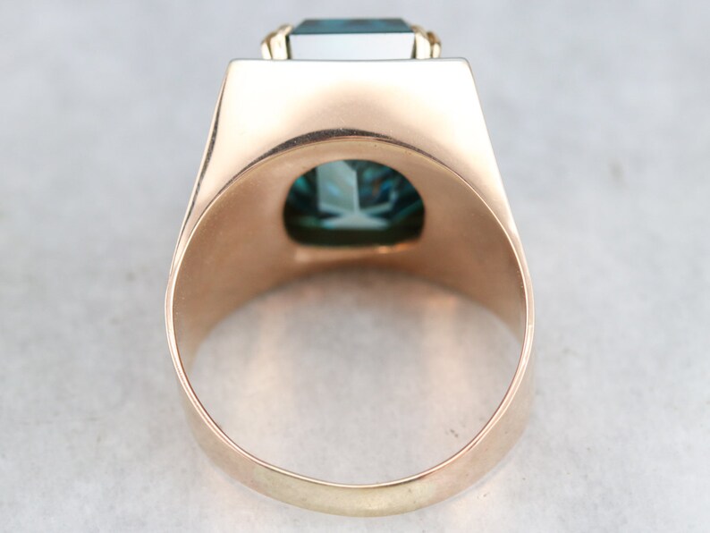 Blue Zircon Statement Ring Mixed Metal Zircon Ring Men's Etsy