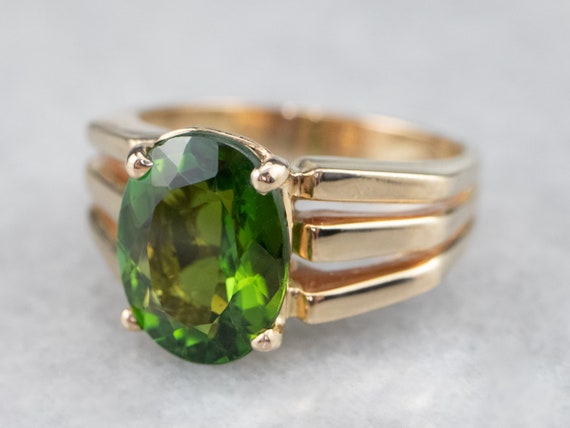 Vintage Green Tourmaline Ring, Green Tourmaline S… - image 3