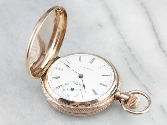 Victorian Era Illinois Pocket Watch, Antique Hunt… - image 1