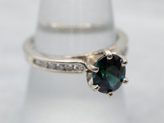 Stunning Green Tourmaline Diamond Ring, White Gol… - image 3