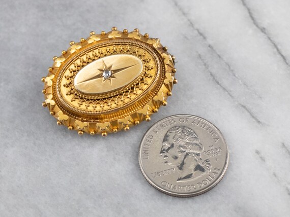 Victorian Gold Locket Brooch, Diamond Locket, Ant… - image 6