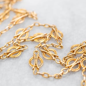 18-Karat Gold Decorative Link Chain, Vintage Gold Necklace, 18K Yellow Gold Chain, Fancy Link Chain, 19 Inch Chain A51706