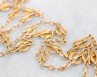 Vintage 18K Yellow Gold Decorative Link Necklace, 19 Inch