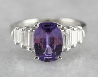 Purple Sapphire Statement Ring, Sapphire and Diamond, Anniversary Ring FLJ3WL73-P