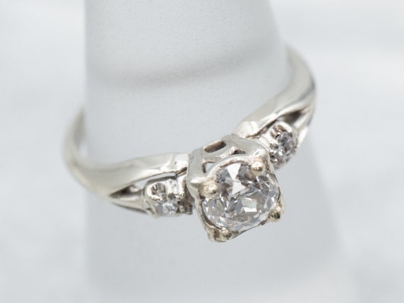 Retro European Cut Diamond Ring, White Gold Diamo… - image 3