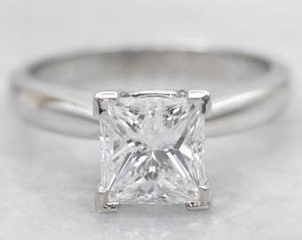 Platinum Certified 1.22 Carat Princess Cut Diamond Engagement Ring