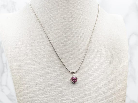 14K Yellow Gold Ruby and Diamond Cluster Pendant - image 4