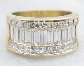 18K Gold Mixed-Cut Diamond Band, Stacking Ring