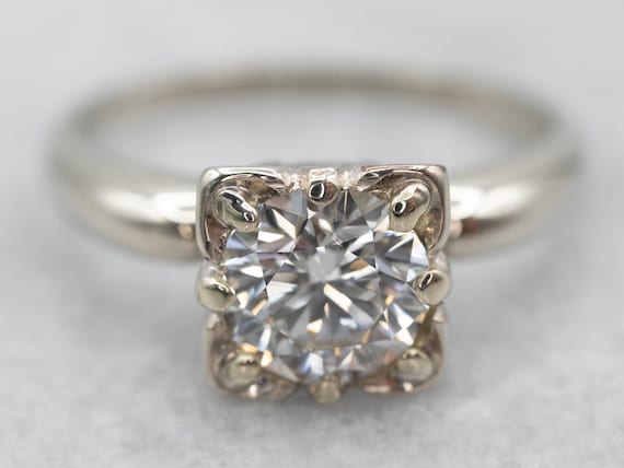 AGS Certified 1.00 Carat Diamond Solitaire Ring, 14K White Gold
