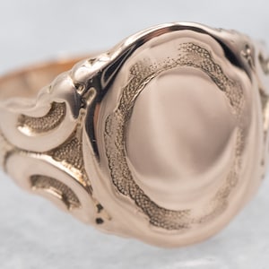 Antique Rose Gold Signet Ring, Victorian Signet Ring, Victorian Era Jewelry, Personalized Ring, Pattern Gold Ring Unisex Signet Ring A25210