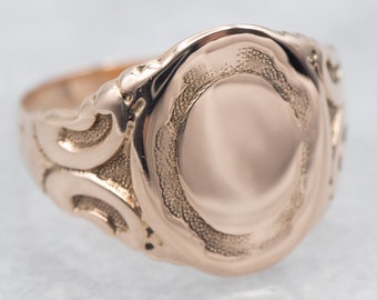 Antique Rose Gold Signet Ring, Victorian Signet Ring, Victorian Era Jewelry, Personalized Ring, Pattern Gold Ring Unisex Signet Ring A25210