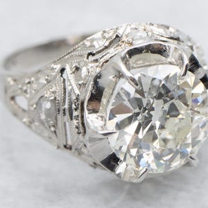 Antique Old European Cut Diamond Engagement Ring, Art Deco Antique Cut Diamond Ring, Platinum and Diamond Ring, Large Antique Diamond A64186