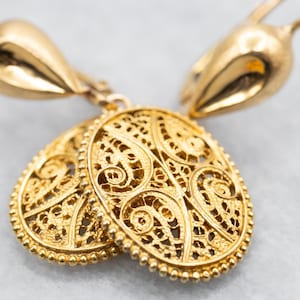 Ornate Italian Gold Filigree Drop Earrings, Yellow Gold Earrings, Gold Earrings, Bohemian Jewelry, Gifts For Her, Yellow Gold Jewelry A55239