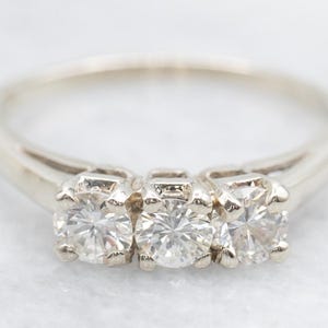 Stunning Three Stone Diamond Engagement Ring, Classic Three Diamond Ring, Diamond Engagement or Anniversary Ring, White Gold Ring A61655
