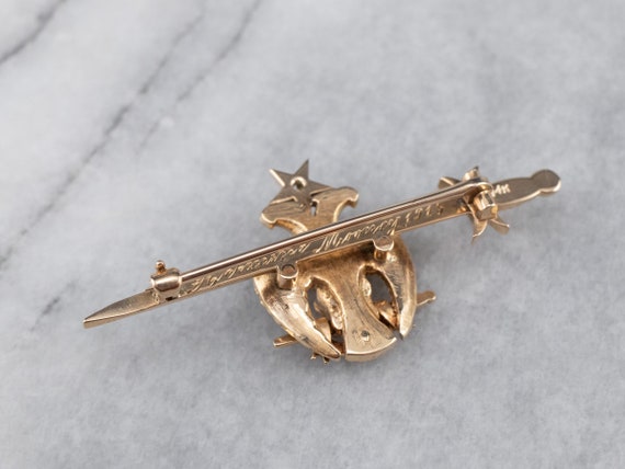 Antique Old Mine Cut Diamond and Gold Masonic Pin… - image 5