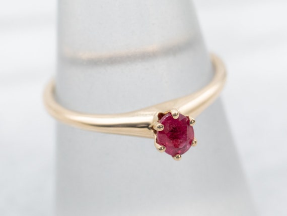 Vintage Oval Ruby Solitaire Ring, 14K Yellow Gold - image 3