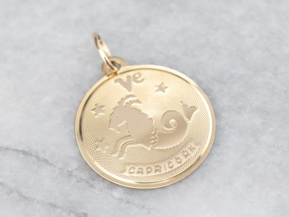 Golden Capricorn Pendant, Gold Zodiac Pendant, Yel