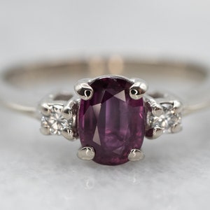 White Gold Ruby Ring with Diamond Accents, Modern Ruby Ring, Anniversary Ring, Fine Ruby Ring, Ruby Jewelry, A26540