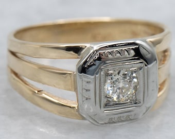 Mix-Era Old Mine Cut Diamond Solitaire Ring