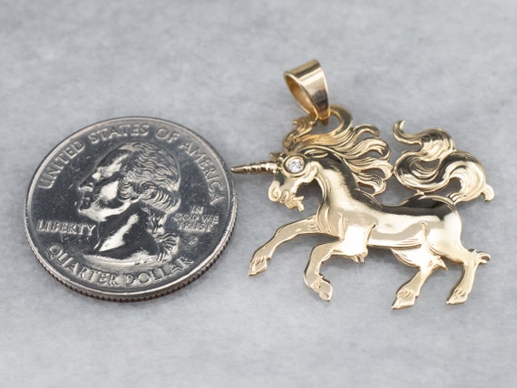 Gold and Diamond Magical Unicorn Pendant, Gold Un… - image 7