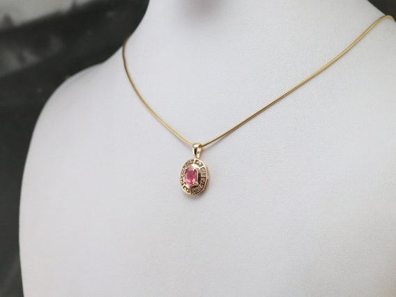 Pink Sapphire Gold Pendant, Pink Gem Pendant, Ann… - image 8