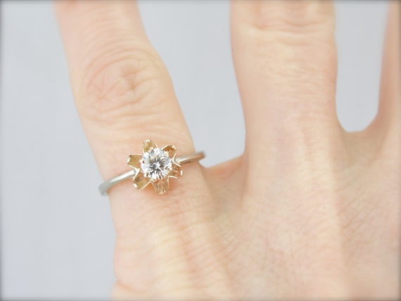 Pretty Buttercup Setting with Sparkling Diamond C… - image 5