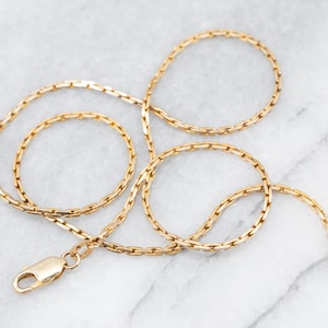 Yellow Gold Rectangle Link Chain, Italian Gold Link Chain, Unisex Chain, 17 Inch Chain, Layering Necklace, Pendant Chain A26436