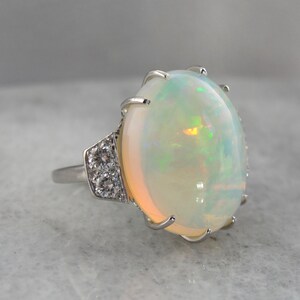 Retro Era Opal Cocktail Ring Vintage Opal Platinum Statement - Etsy