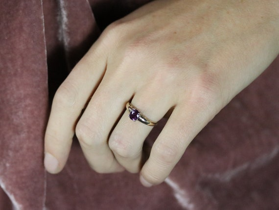 Vintage Pink Sapphire Solitaire Ring, Sapphire En… - image 10