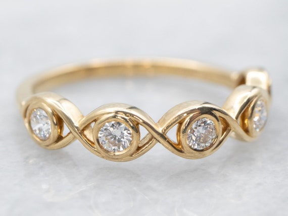 Yellow Gold Five Stone Diamond Band, Yellow Gold … - image 2