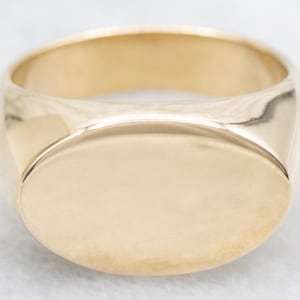 Plain Gold Signet Ring, Oval Signet Ring, Yellow Gold Signet, Gold Statement Ring, Unisex Signet, Plain Gold Ring, Birthday Gift Q2RFMR9Q