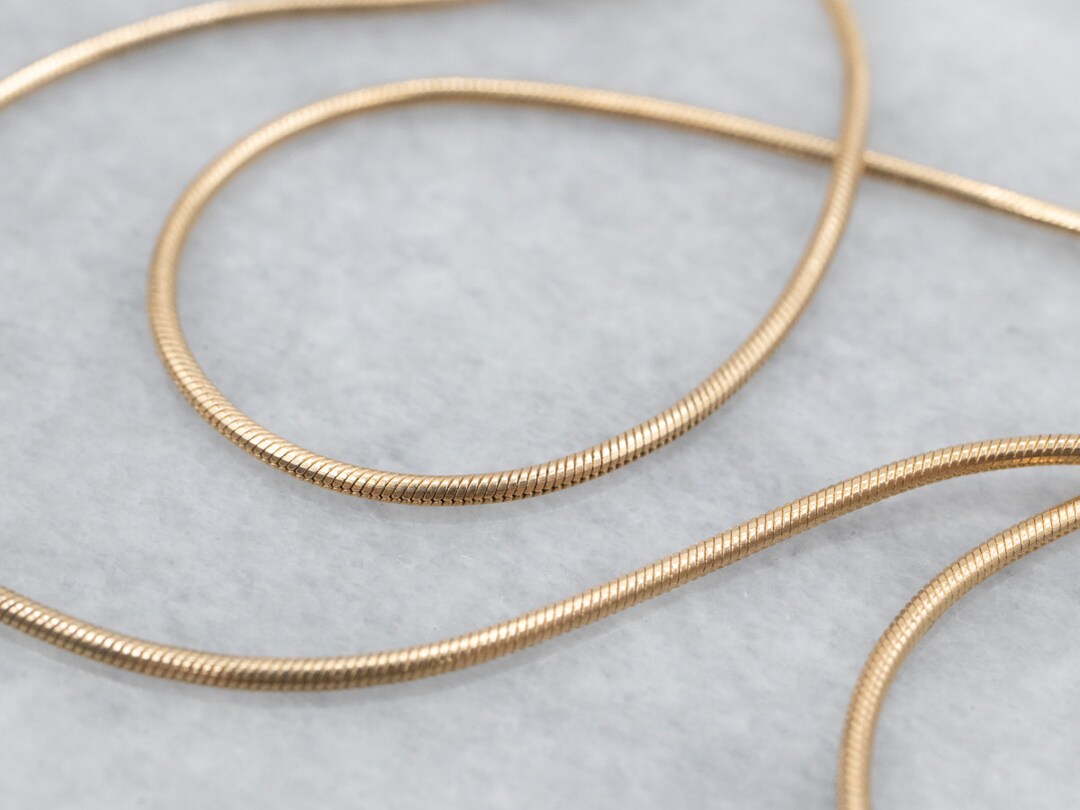 Yellow 14K Gold Snake Chain Layering Necklace Pendant Chain Etsy
