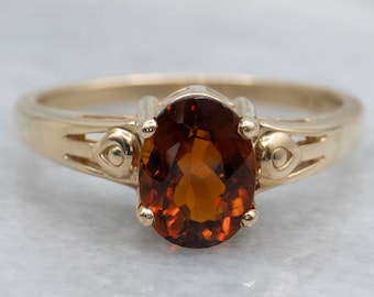 Citrin Solitaire Ring i gult guld