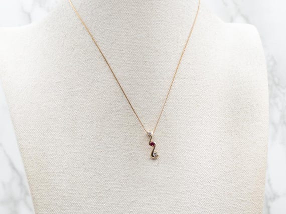 14K Gold Ruby and Diamond Drop Pendant - image 4