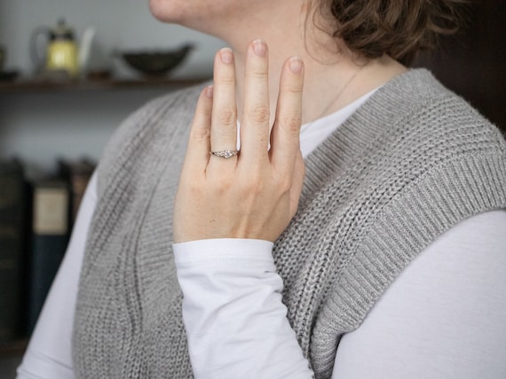 Retro Diamond Engagement Ring, Vintage Diamond Ri… - image 5