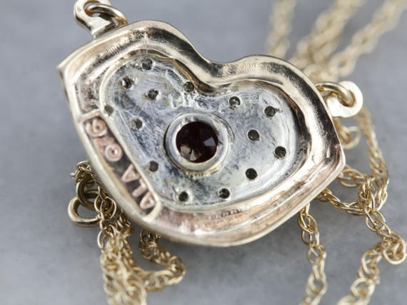 14K Gold Ruby Lips Necklace, Diamond Accent, 16 i… - image 3