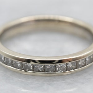 Princess Cut Diamond Band, Diamond Wedding Band, Channel Set Diamond Band, White Gold Diamond Band, Stacking Band, Diamond Anniversary A9159