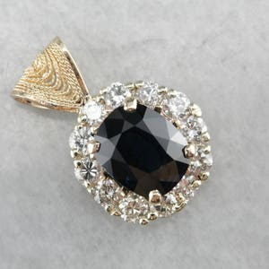Stunning Sapphire Pendant, Diamond Halo Pendant, Anniversary Gift WQJKK0-P