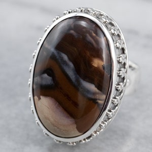 Sterling Silver Jasper Statement Ring, Silver Jasper Ring, Jasper Cabochon Ring, Oval Stone Ring, Birthday Gift, Cabochon Ring KMDMX6MY