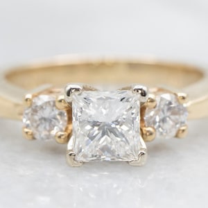 Anello di fidanzamento in oro 14 carati con diamante taglio principessa da 1,00 carati certificato GSI