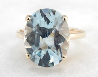 Nigerian Aquamarine With Unusual Faceting In A Gold Cocktail Ring 66245H-P