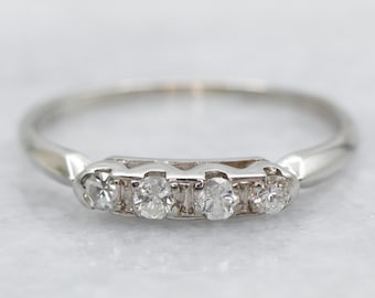 Vintage 14K White Gold Diamond Stacking Band Ring