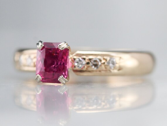 14K Yellow Gold Ruby and Diamond Engagement Ring,… - image 3