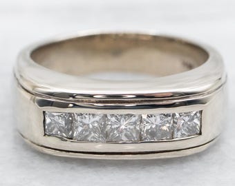 14K Weißgold Princess Cut Diamant Ehering, 1.25 Karat