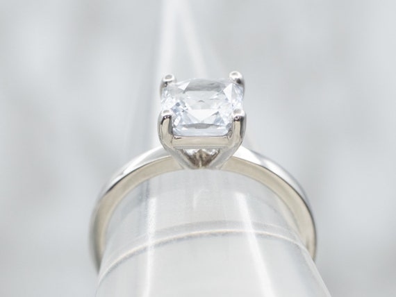 White Sapphire Engagement Ring, Sapphire Solitair… - image 3