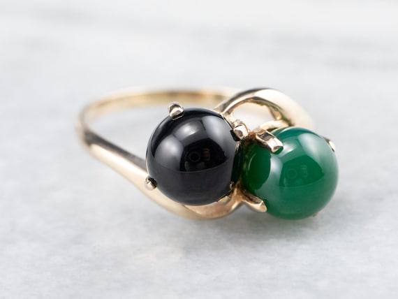 Black and Green Onyx Statement Ring, Onyx Bypass … - image 2